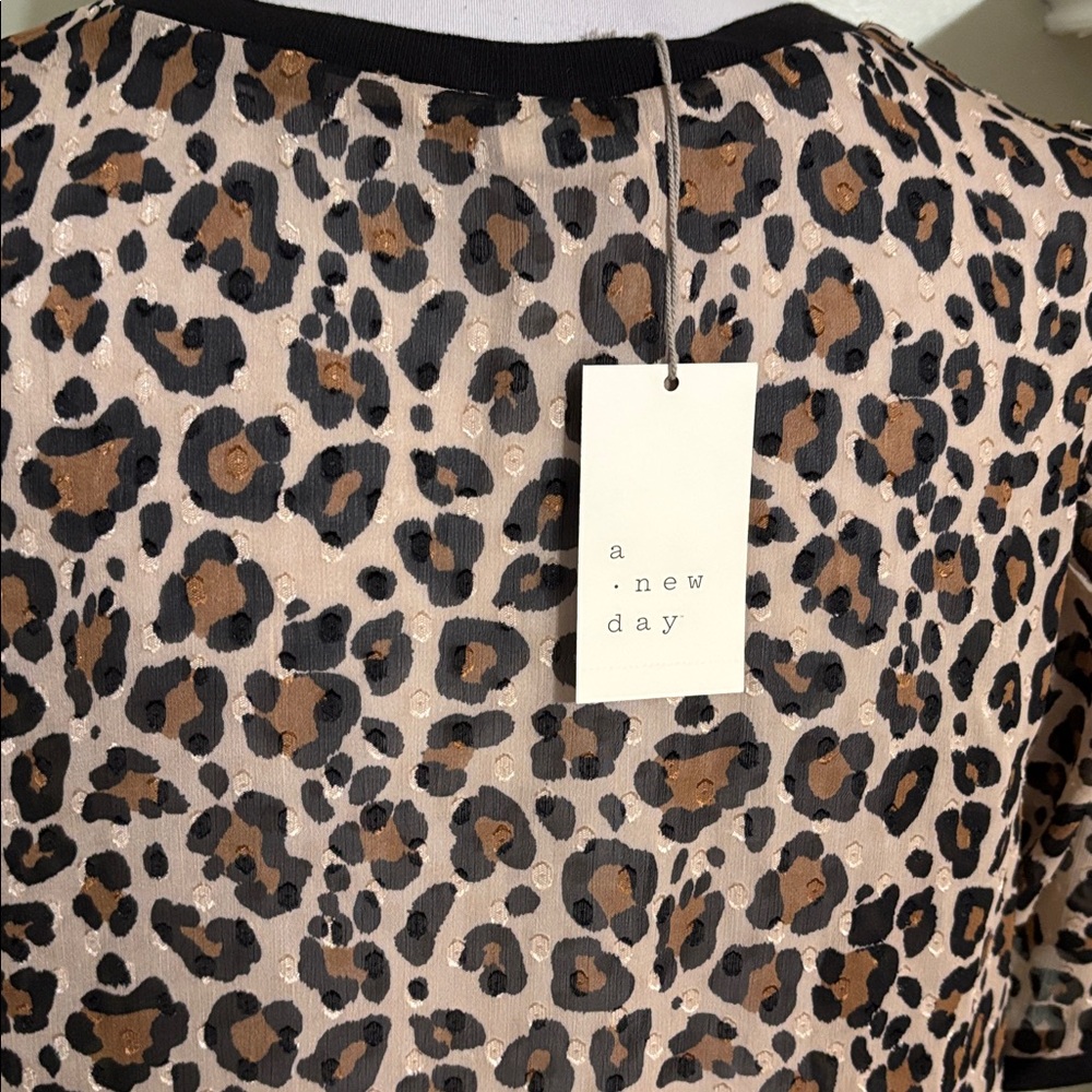 A New Day Leopard Print Blouse with Black Trim - Picture 5 of 5